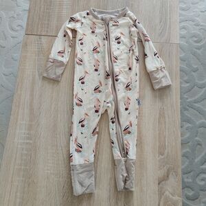 Goosies Pelican Pint Cream and Tan Kids Long One Piece Size 0-3mo